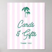 Grüne Palmen Rosa Streifen Karten und Geschenke Poster (Vorne)