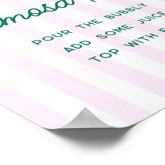 Grüne Palmen Rosa Streifen Mimosa Bar Poster (Ecke)