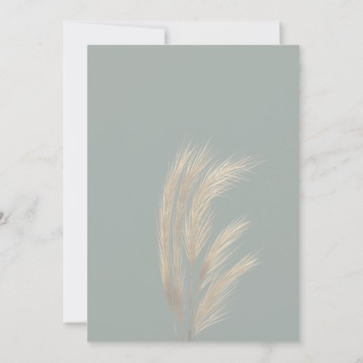 Grüne Pampas Gras Aquarelldusche Baby Dusche Einladung (Rückseite)