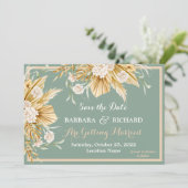 Grüne Pampas-Gras-Blumenzwiebeln Rett Datum Einladung (Stehend Vorderseite)