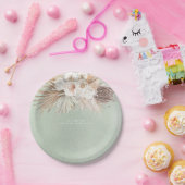 Grüne Pampas Gras und Blume Pappteller (Party)