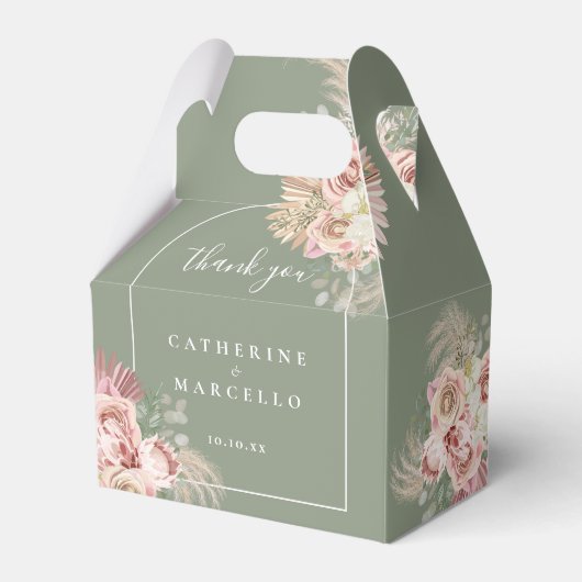 Grüne Pampas-Grasblumenhochzeit Geschenkschachtel (Vorderseite)