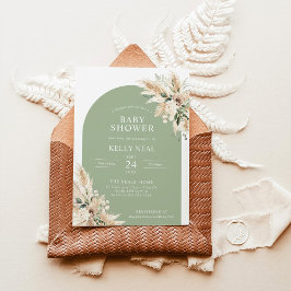 Grüne Pampas Grass Baby Dusche Einladung