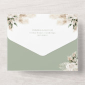 Grüne Pampasgras Aquarellgras Blühende Hochzeit All In One Einladung (Rückseite)