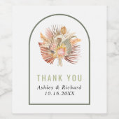 Grüne Pampasgras Danke für Ihre Hochzeit Weinetikett (Einzelnes Label)
