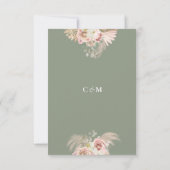 Grüne Pampelgras-Arsch-Blumenmonogramm RSVP Karte (Rückseite)