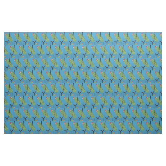 grüne Papageien auf blau Stoff (Yard (91,4 cm))