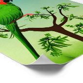 Grüne Papageien mit niedlicher KI Poster (Ecke)