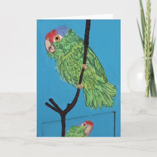 Grüne Papageiengrüße Karte (Vorderseite)