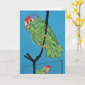 Grüne Papageiengrüße Karte (Gelbe Blume)