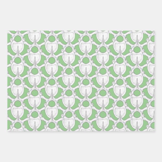 Grüne Papiertücher für Skull- und Wirbelknochen Geschenkpapier Set (Vorderseite 3)