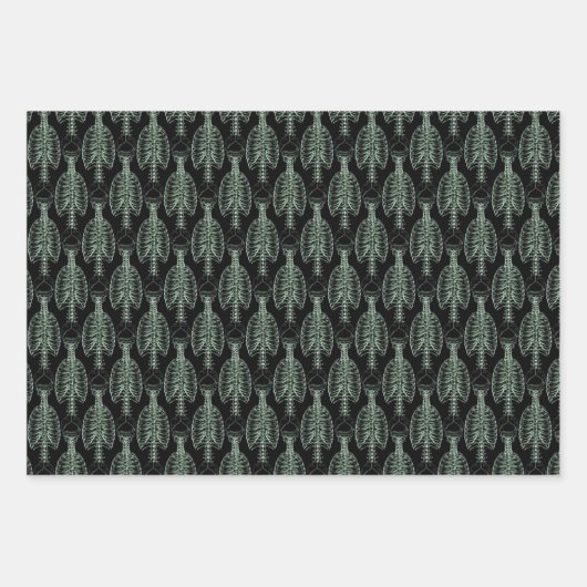 Grüne Papiertücher für Skull- und Wirbelknochen Geschenkpapier Set (Vorderseite)