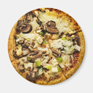 Grüne Paprika und Pilz Pizza Essen Magnet