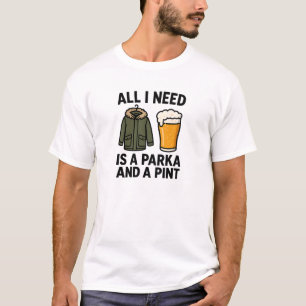 Grüne Parka-Bier-Britpop-Zitat-Design T-Shirt
