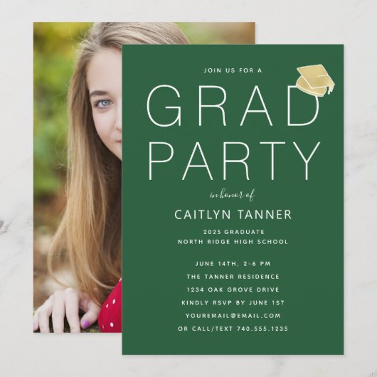 Grüne Partei für das einfache Foto Einladung (Vorne/Hinten)