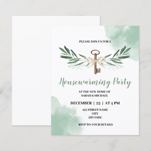 Grüne Party Einladung (Vorne/Hinten)