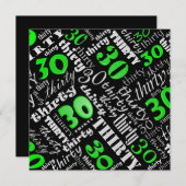 Grüne Party Einladung zum 30. Geburtstag (Vorne/Hinten)