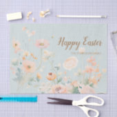 Grüne Pastel Frühlingsblumen Happy Oaster Seidenpapier (Handwerk)