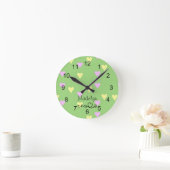 Grüne Pastel Herzdruckplatte Kinderzimmer-Uhr Runde Wanduhr (Zuhause)