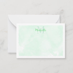 Grüne Pastell-Aquarell-Monogramm für jeden Anlass Mitteilungskarte
