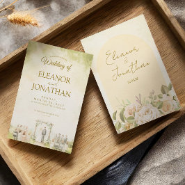 Grüne Pastell-Blumen-Aquarell-Hochzeit im Freien Einladung
