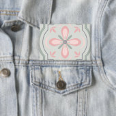 Grüne Pastell-Blumenfliesen Button (Insitu)