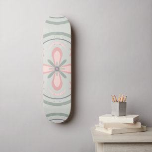 Grüne Pastell-Blumenfliesen Skateboard