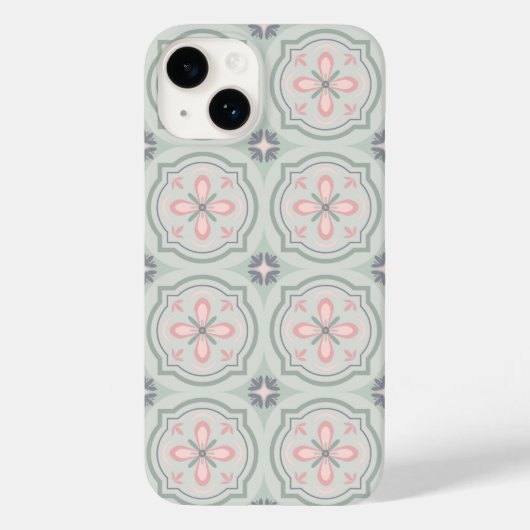 Grüne Pastell-Blumentafeln Case-Mate iPhone Hülle (Rückseite)