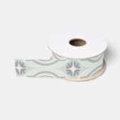 Grüne Pastell-Blumentapeten Ripsband (Spule)