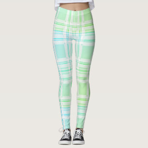 Grüne Pastelle Kariert Leggings