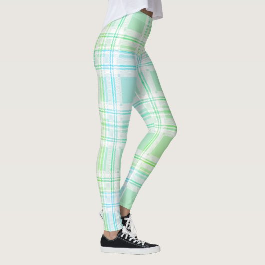 Grüne Pastelle Kariert Leggings (Rechts)