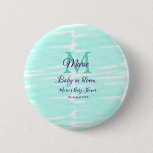 Grüne Pastellfarbe Baby in Bloom Monogramm Baby Sh Button