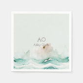 Grüne, pastellfarbene Aquarellfarbe Serviette (Vorderseite)