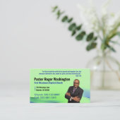 Grüne Pastor oder Foto Kirche Business Card Visitenkarte (Stehend Vorderseite)