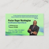 Grüne Pastor oder Foto Kirche Business Card Visitenkarte (Vorderseite)