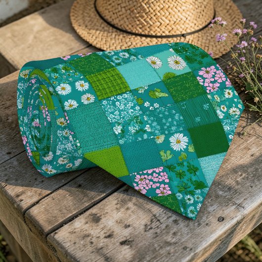 Grüne Patchwork-Muster-Krawatte nach Maß Krawatte