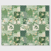 Grüne Patchwork-Quilt-Antik-Kariert-Geometrisch Geschenkpapier (Flach)