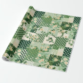 Grüne Patchwork-Quilt-Antik-Kariert-Geometrisch Geschenkpapier (Ungerollt)