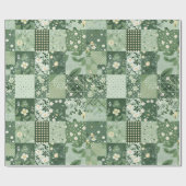 Grüne Patchwork-Quilt-Antik-Kariert-Geometrisch Geschenkpapier (Flach)