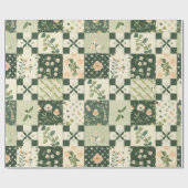 Grüne Patchwork-Quilt-Antik-Karogeometrie Geschenkpapier (Flach)