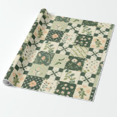 Grüne Patchwork-Quilt-Antik-Karogeometrie Geschenkpapier (Ungerollt)