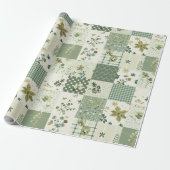 Grüne Patchwork-Quilt-Antik-Karogeometrie Geschenkpapier (Ungerollt)