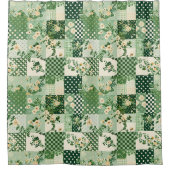 Grüne Patchworkdecke Rustikal Retro Blumenmuster Duschvorhang (Vorderseite)