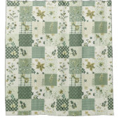 Grüne Patchworkdecke Rustikal Retro Blumenmuster Duschvorhang (Vorderseite)