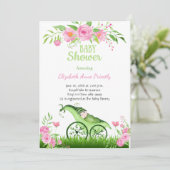Grüne Pea Baby Dusche Einladung (Stehend Vorderseite)