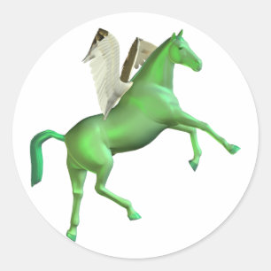 Grüne Pegasus-Aufkleber Runder Aufkleber