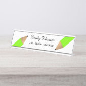 Grüne Pencils Schullehrer Schreibtischnamensplakette (Vorderseite )