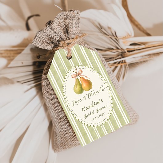 Grüne Perfect Pair Birnen Hochzeedsdusche Geschenk Geschenkanhänger