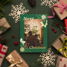 Grüne personalisierte botanische Weihnachtsfoto