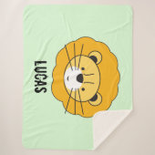 Grüne Personalisierte niedliche Löwendecke Sherpadecke (Vorderseite)